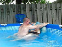 JerkMania presents: Raincoat pool sex