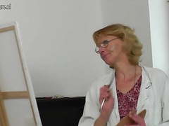 JerkMania presents: Old granny paintress gets fucked by her young model