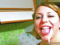 JerkMania presents: Big and beautiful housewife does a deep throat