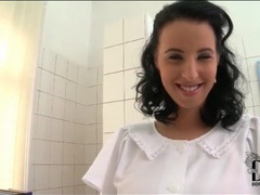 JerkMania presents: Footjob from nurse in sexy white stockings