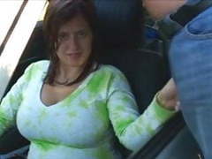 JerkMania presents: Busty boobiekat car blowjob through window