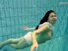 JerkMania presents: Girl in white panties swims in pool
