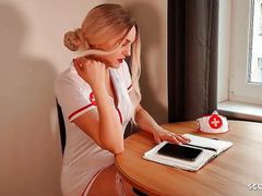 JerkMania presents: German nurse lauren help guy with sex to get a sperm sample