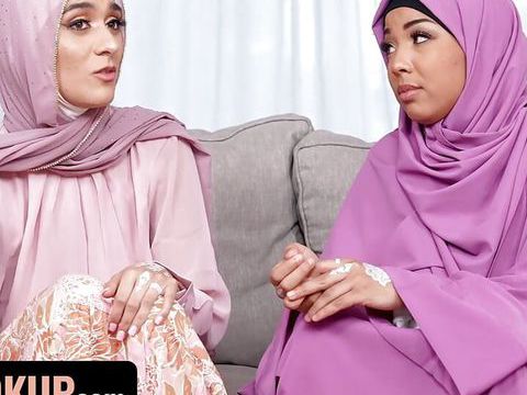 JerkMania presents: Hijab wearing step sisters malina melendez and aubry babcock fuck their step brother - hijab hookup