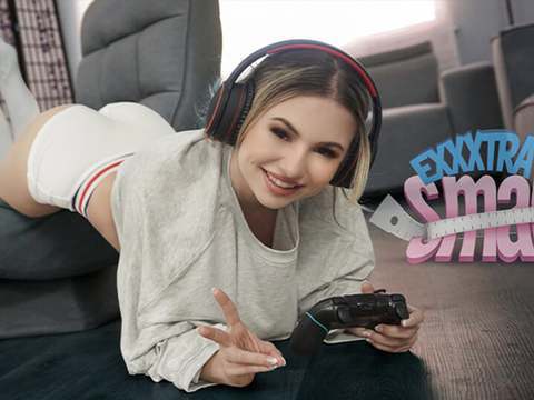 JerkMania presents: Miniature and petite cutie aria banks caught her tall stepbro chris jerking off in his room