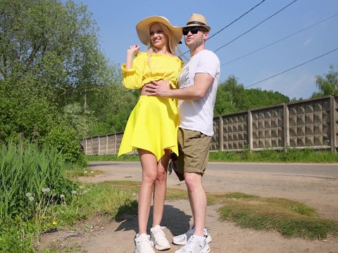 JerkMania presents: Blonde novella night gets fucked from behind in public - hd