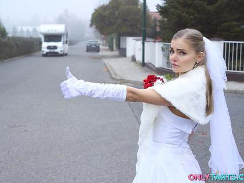 JerkMania presents: Shock content sexy bride fucks random van driver on marriage day