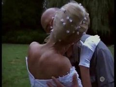 JerkMania presents: Naughty bride taken outdoors by two guys