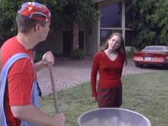 JerkMania presents: Cute schoolgirl fucked in the gym by worker