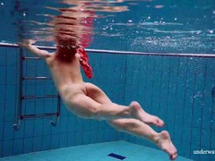 JerkMania presents: Teen swimming in her red satin prom dress