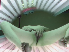 JerkMania presents: Slow pussy masturbation in public solarium