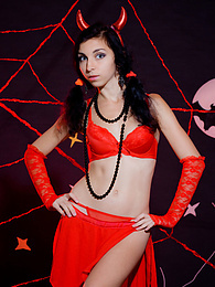 JerkMania presents: Only one look in the eyes of this fantastic slim teen will tell that she is a little devil inside. No further costume is needed.