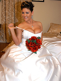 JerkMania presents: Horny bride Claire Dames enjoys licking her big tits and fingering her pussy