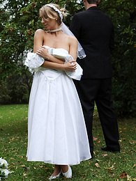 JerkMania presents: Blonde bride Hayley Marie Coppin gets naked on a lawn while taking her vows