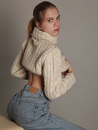 JerkMania presents: Very shy and modest teen girl gets undressed showing off her fresh and natural naked body