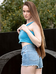 JerkMania presents: Beautiful Brunette Teen Hazel Shows Off Her Hairy Pussy and Masturbates Outdoors.